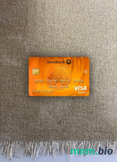 Latvia Swedbank visa karta elektronowa wygląd fotograficzny skan PSD + zdjęcie
